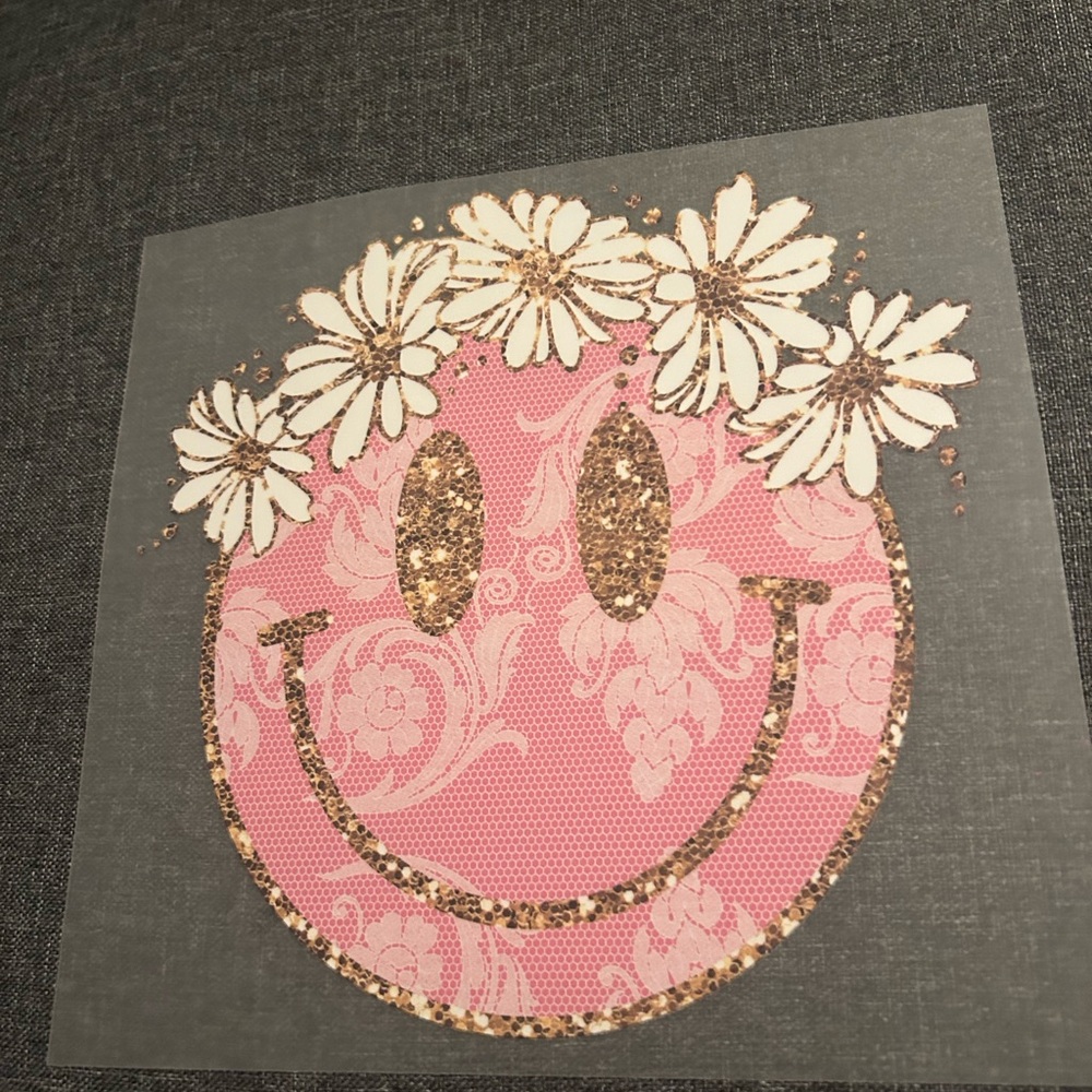 Pink Smiley Dtf Transfer